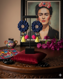 Dizajnové náušnice "Frida - Mexický temperament"